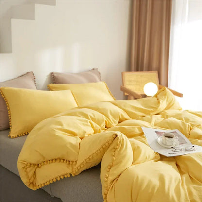 Decorbites™ Fellknäuel-Quasten-Daunenbezug-Set - Luxus-Bettwäsche - King Queen Twin Full Größen