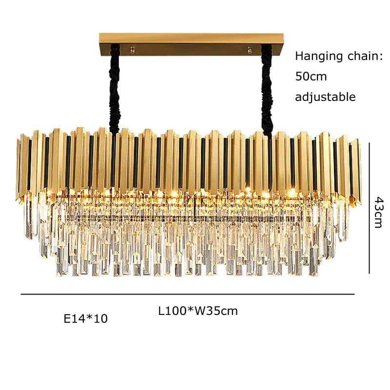 Gold Crystal Chandelier Stainless Steel Oval100cm