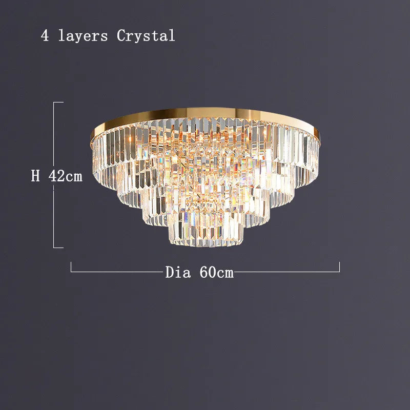 Gold Crystal Ceiling Fixture 60cm Diameter