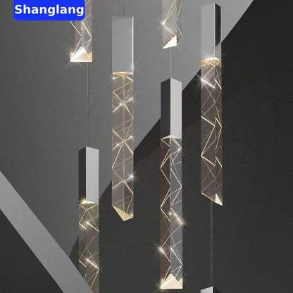 Decorbites™ Kristall-Chrom-LED-Kronleuchter: Luxuriöse Duplex-Treppen-Loft-Pendant-Lampe für das Wohnzimmer