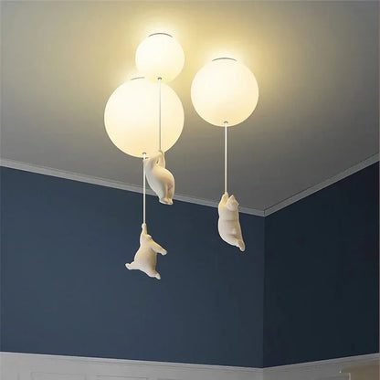 Polar Bear Resin Pendant Light for Kids Spaces