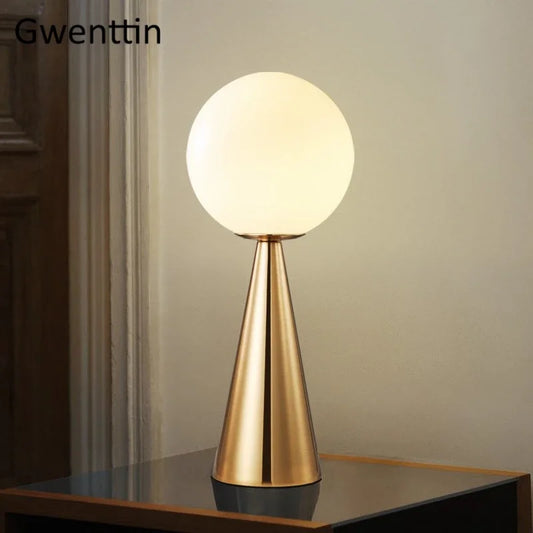 Decorbites™ Gold-Glas-Kugeltischleuchte LED-Schreibtischbeleuchtung Moderne Wohnraumausstattung für Schlafzimmer und Wohnzimmer