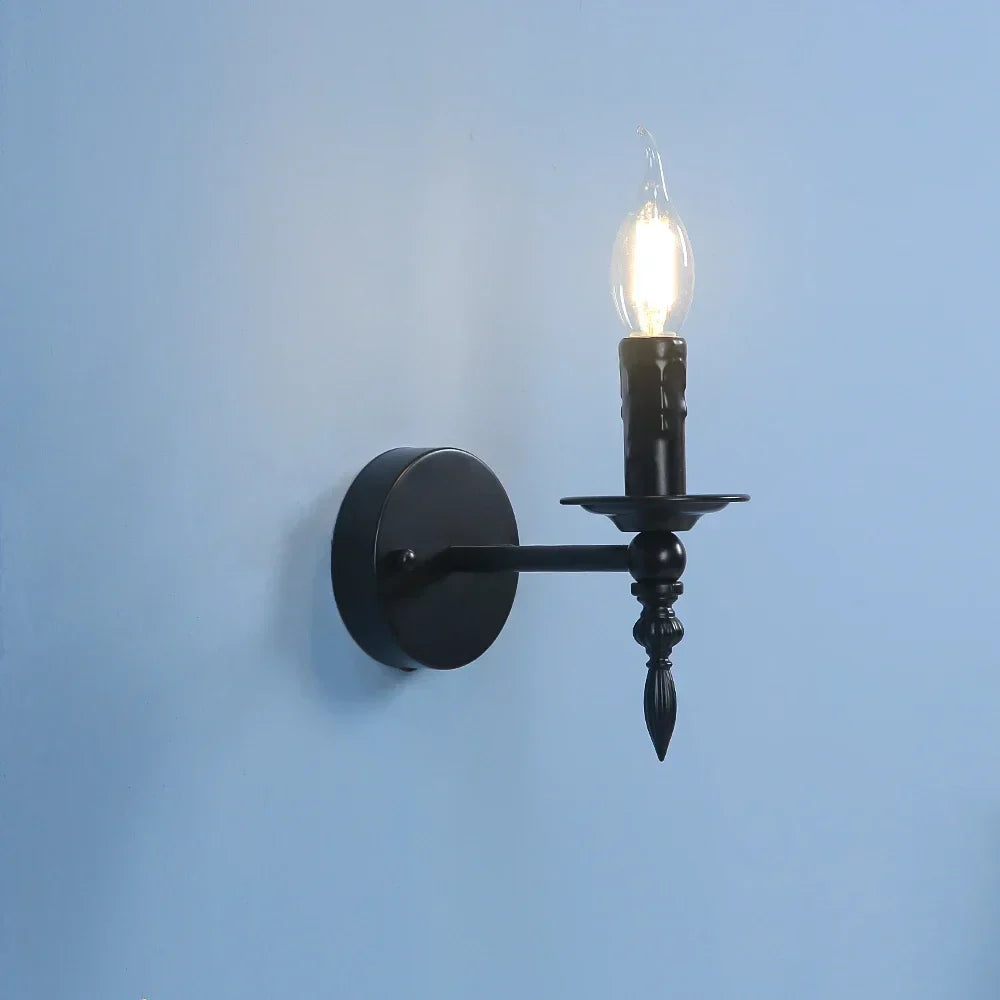 Decorbites™ Eisenkunst-Wandlampe: Retro-Schwarze Kerzen-LED-Wandleuchten für Wohnzimmer, Nachttisch & Flur