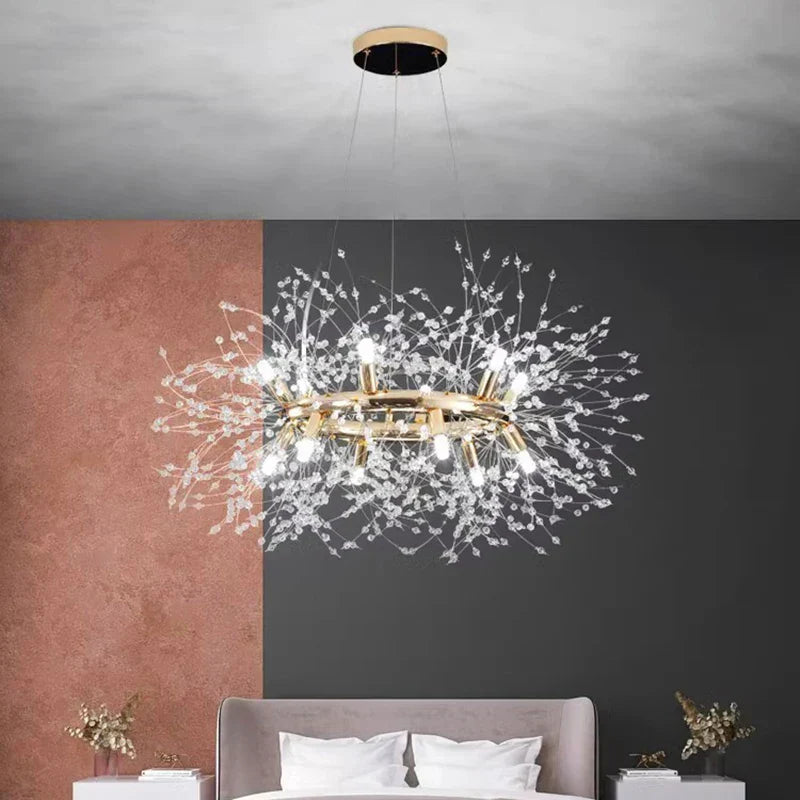 Gold Sculptural LED Chandelier 20-Head Artistic