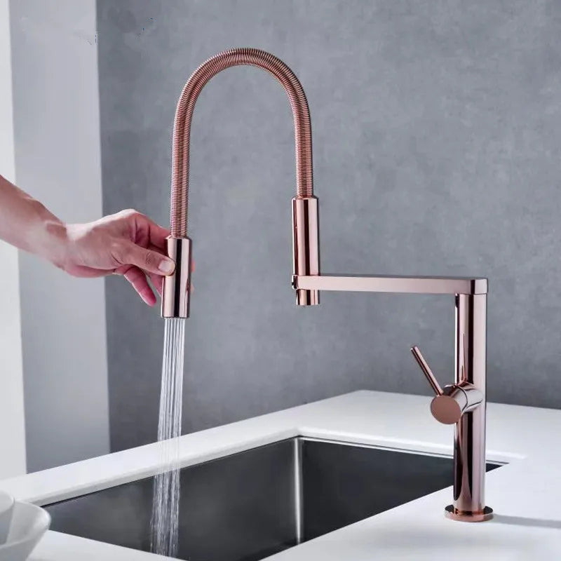 Gold Brass Spring Spout Faucet