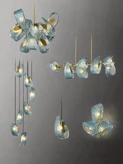 Decorbites™ LED Art-Deco-Blaupfau-Blätter-Kupfer-Deckenleuchter für das Wohnzimmer