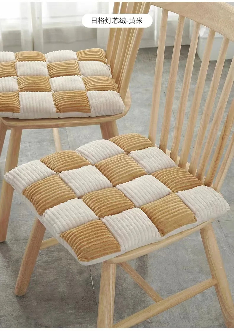 Decorbites™ Samtstoff-Kissen: Karo-Gestricktes Verdicktes Bürostuhl-, Esszimmerstuhl-, Sofa- oder Bodensitzkissen