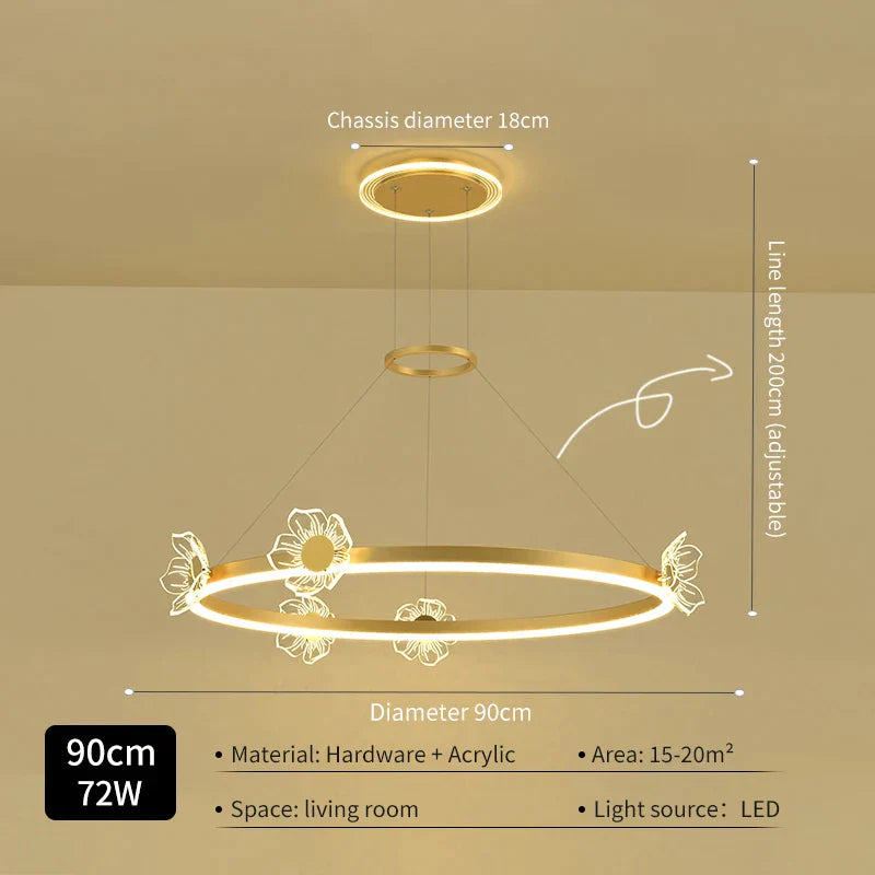 Gold Butterfly LED Chandelier For Bedroom