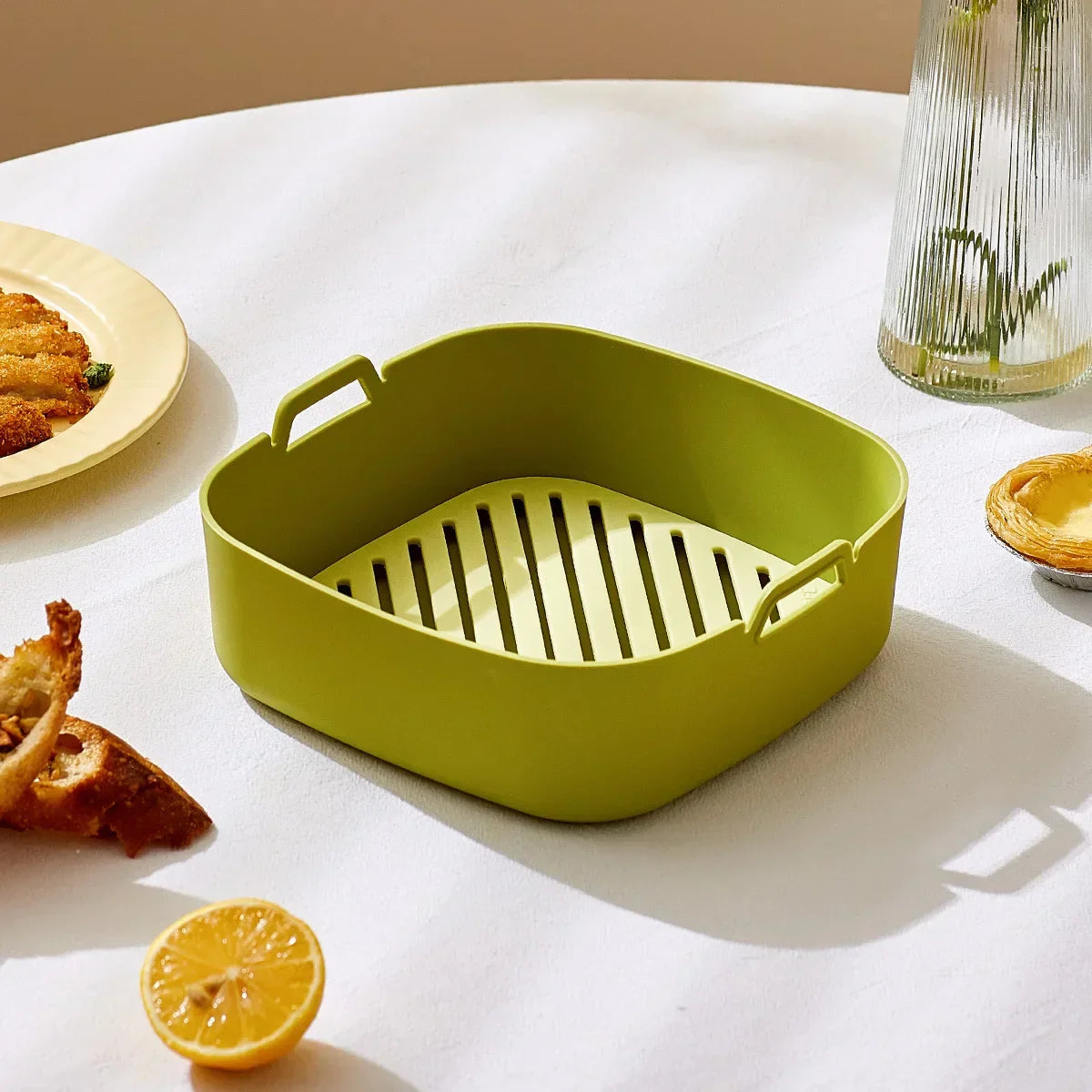 Decorbites™ Heißluftfritteuse-Ofen-Backblech-Hühnerkorb-Matte Silikon-Topf-Grillpfanne