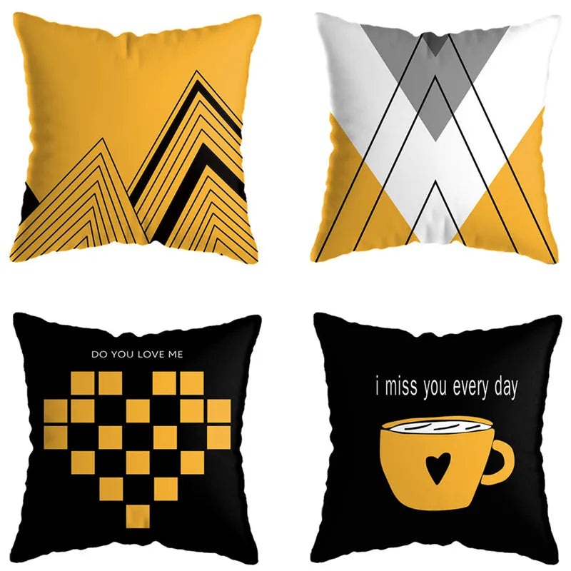 Decorbites™ Geometrisches Hirsch-Print Kissenbezug 45x45 cm - Gelb Hausteppich-Dekoration