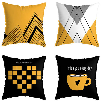 Decorbites™ Geometrisches Hirsch-Print Kissenbezug 45x45 cm - Gelb Hausteppich-Dekoration