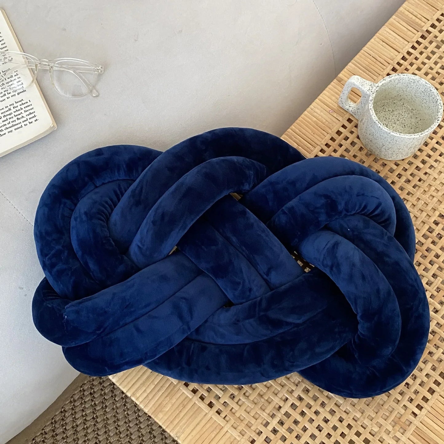 DecorBites™ Handmade Knot Throw Pillow Back Cushions Blue Sofa Car Home Office Decor