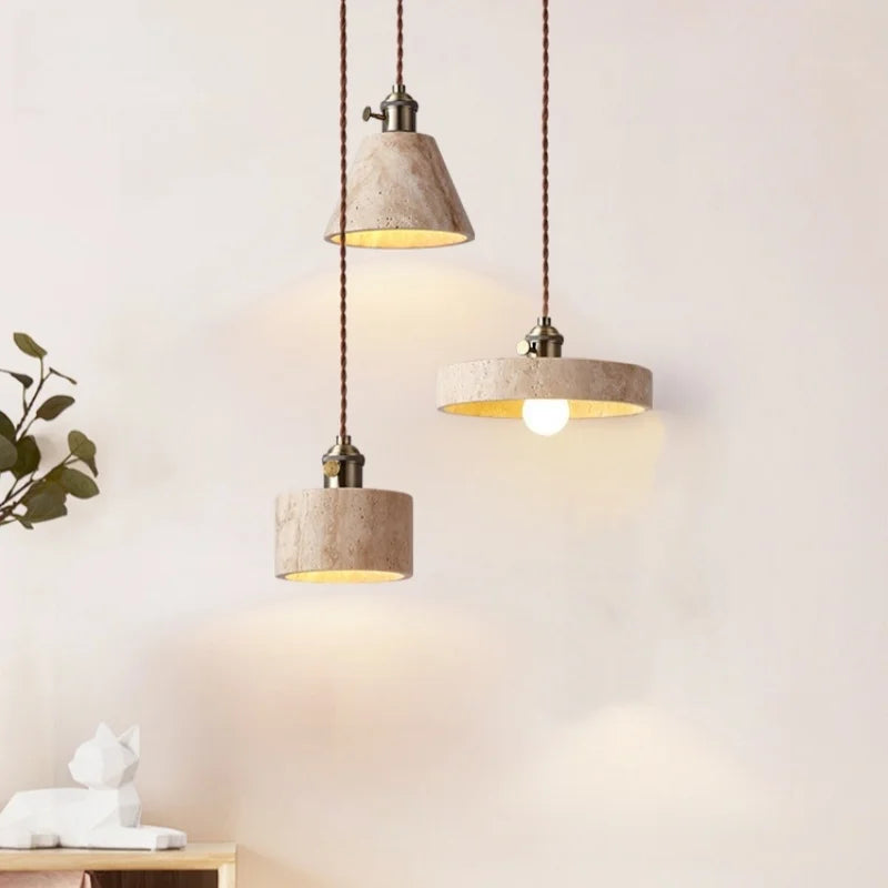 Decorbites™ LED Gelbe Travertin-Stein-Hängeleuchten | Wabi Sabi Vintage Hängelampe