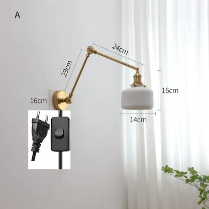 DecorBites™ Copper Swing Arm Wall Lights Sconce Up Down LED Modern Ceramic Lampshade