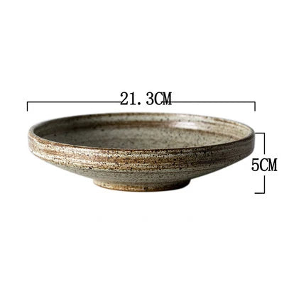 Decorbites™ Japanischer Stil Handgefertigtes Steinzeug-Essgeschirr-Set – Runde Teller und Schalen