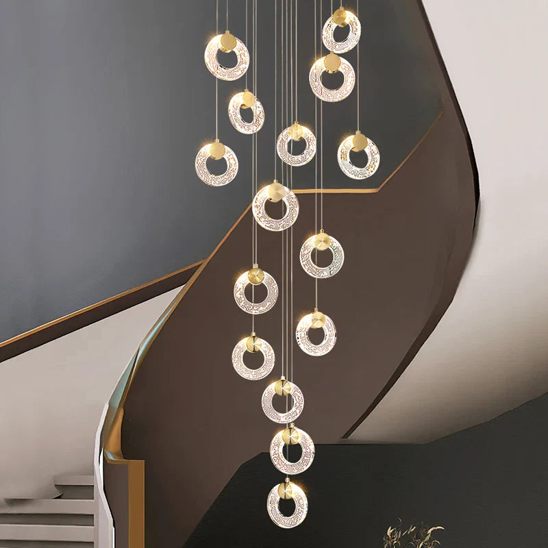 Decorbites™ Rundes Kristall-LED-Kronleuchter Luxus Modern Villa Treppenhaus Wohnzimmer Dekor Armatur