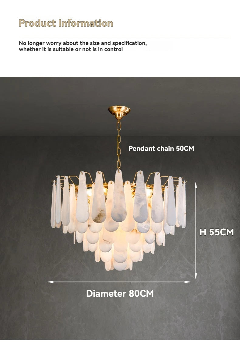 Französisches Marmor-Hängeleuchte Modern Kupfer E14 LED Wassertropfen-Kronleuchter für Wohnzimmer Esszimmer Schlafzimmer Heimdekoration Leuchten