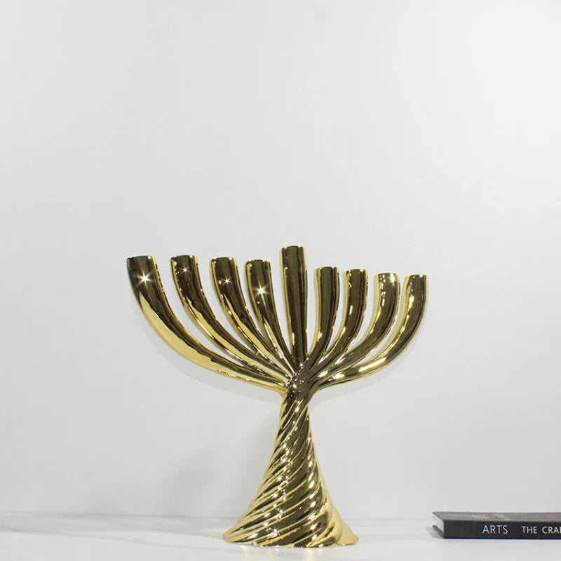 DecorBites™ Gold Geometric Twist Candle Holder Set for Stylish Home Decor