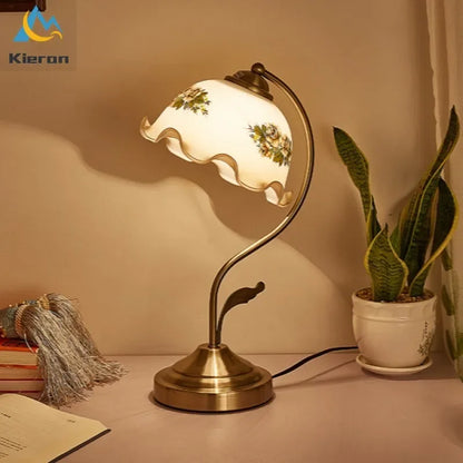 Decorbites™ Glasblumen-LED-Schreibtischlampe, dimmbare moderne Tischlampe für Schlafzimmer, Wohnzimmer