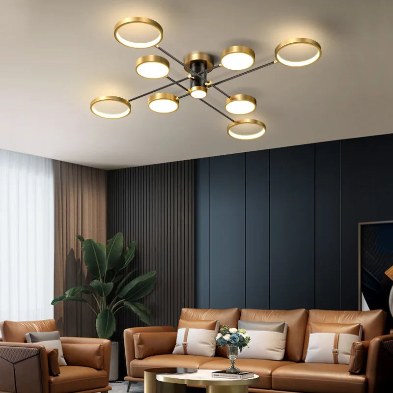 Minimalist Gold Black Chandelier