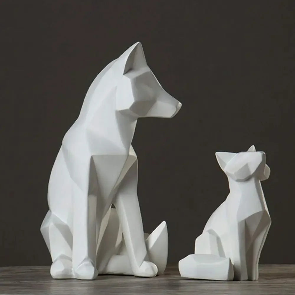 DecorBites™ Geometric Fox Sculpture Modern Home Decor Abstract Ornaments Statues