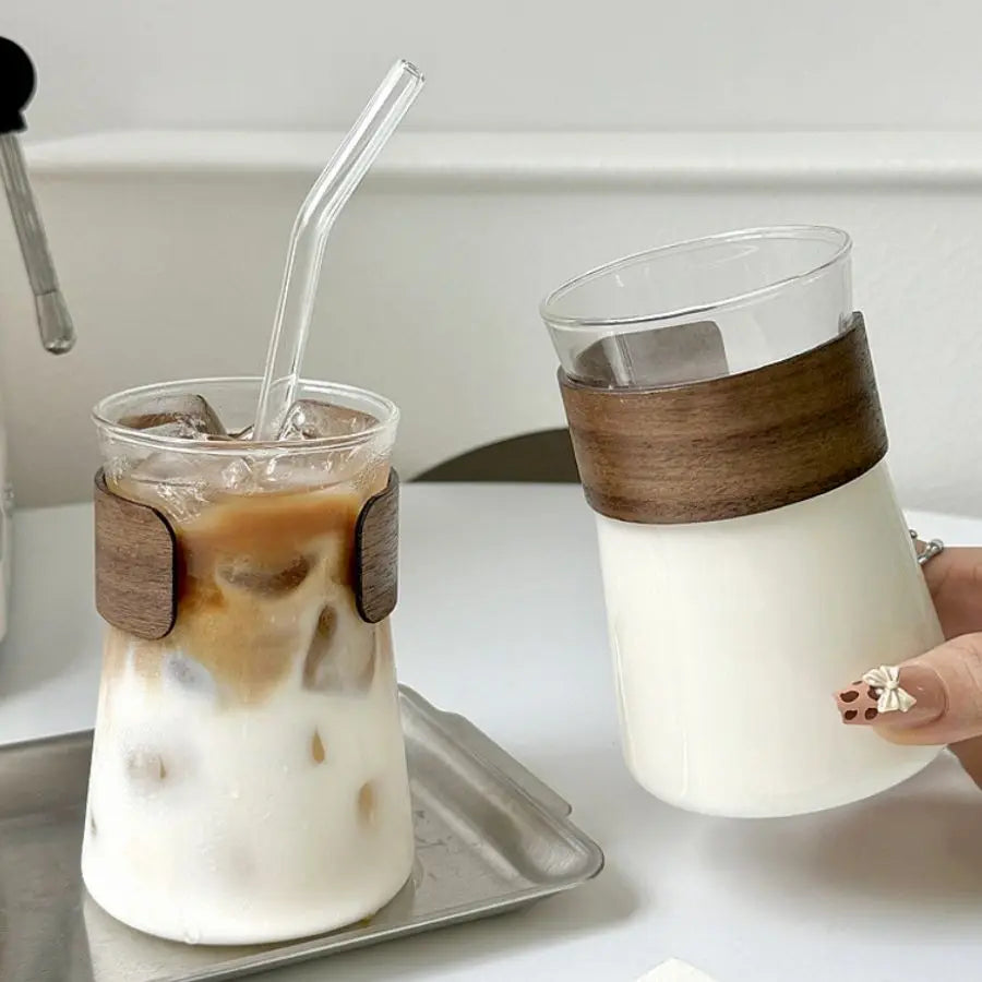 DecorBites™ Glass Iced Latte Coffee Cup for Hot/Cold Beverages