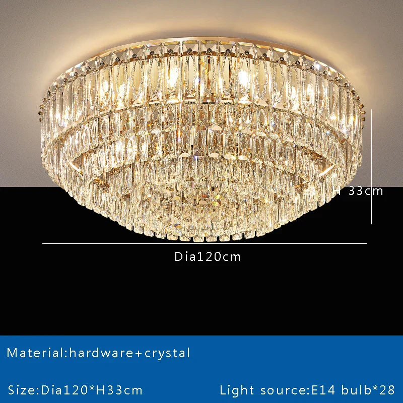 DecorBites™ Crystal Round Ceiling Lamp - Nordic Luxury Home Decor Luxe Chandelier