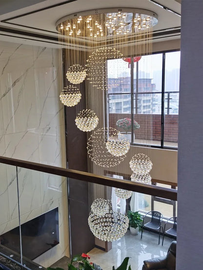 Decorbites™ Kristallkugel-Leuchter: Moderne LED-Spirale-Hängeleuchte für Treppenhaus, Wohnzimmer, Lobby