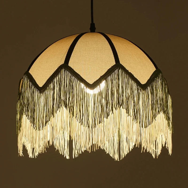 Decorbites™ Französisches Retro-Stil-Schlafzimmer-Lüster | Geflochtene Stoff-Pendant-Lampe