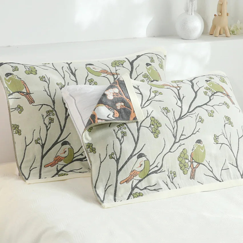 Decorbites™ Kissenhandtuch mit Spitzenbesatz - Doppelseitig Garngefärbter Jacquard - 52*75 CM - Fünfschichtige Baumwollgaze