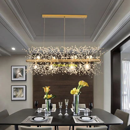 Decorbites™ Löwenzahn-LED-Kronleuchter, moderner Kristall-Edelstahl-Deckenleuchter