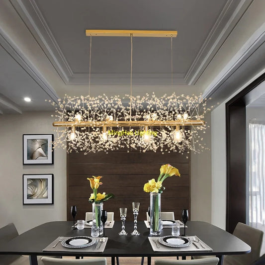 Decorbites™ Löwenzahn-LED-Kronleuchter, moderner Kristall-Edelstahl-Deckenleuchter