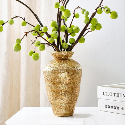 Decorbites™ Goldene Vase Harz-Handwerk Blumenarrangement Heimdekoration Bouquet-Akzent