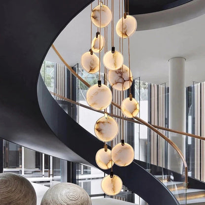 Nordic Marble Pendant Light With Polished Copper Finish