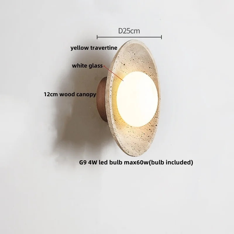 DecorBites™ LED Wall Lamp Pull Chain Yellow Stone Modern Mirror Light