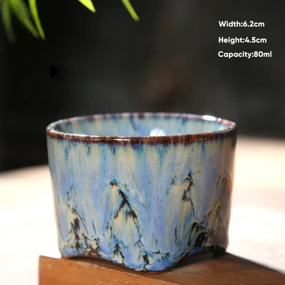 Decorbites™ Japanische Ofenverwandlungs-Keramik-Teebecher Espressotasse Kaffeetasse Töpferei Kung-Fu-Teetasse