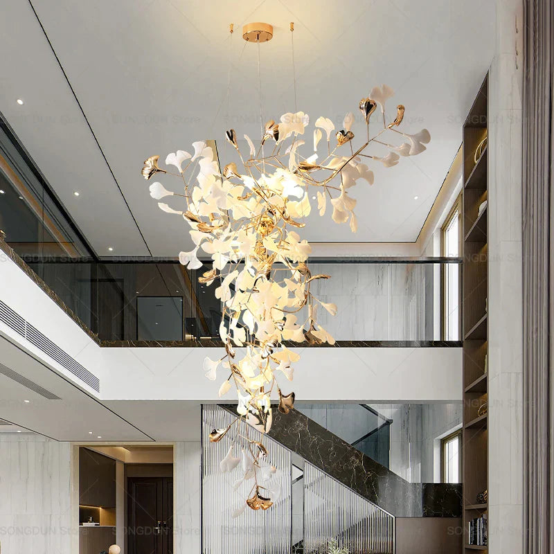 Decorbites™ Ginkgo-Blatt-Keramik-Kronleuchter: Modernes nordisches Wohnzimmer- & Hotellobby-Beleuchtung