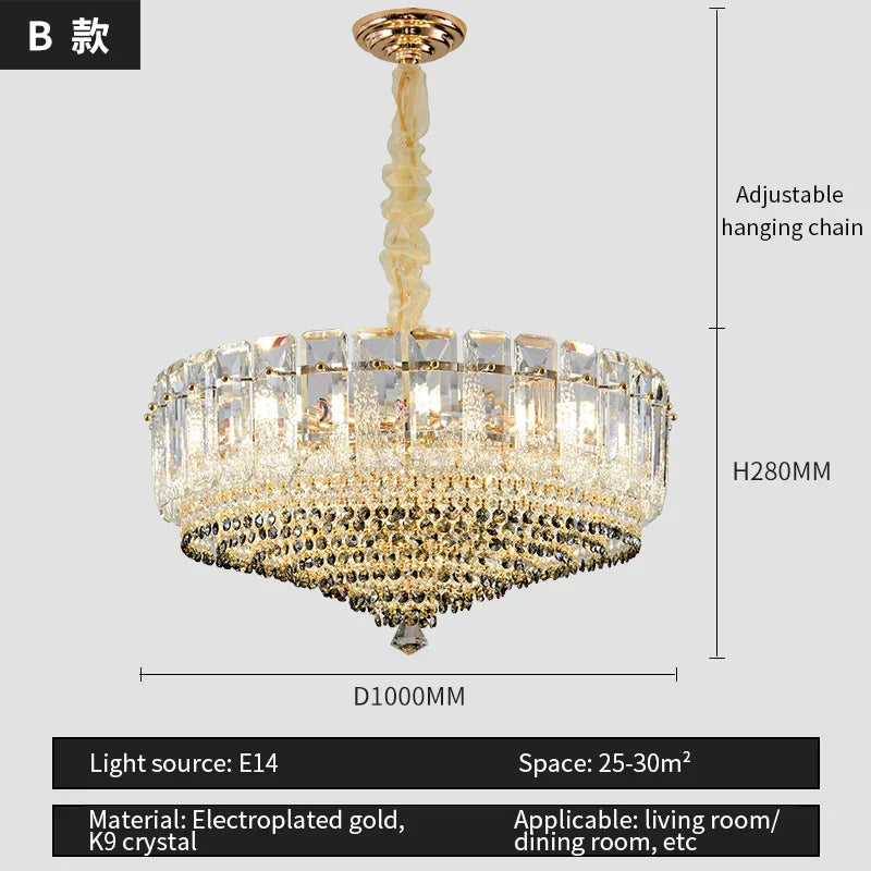 Decorbites™ Kristall-Duplex-Villa-Kronleuchter-Hallenleuchte – Luxuriöse Wohnzimmer-Mittelleuchte