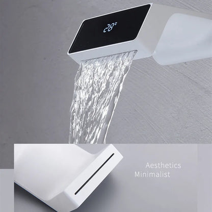 Decorbites™ LED-Waschtischarmatur Wandmontiert Heiß-Kalt-Mischer Badezimmer Messing-Waschbecken