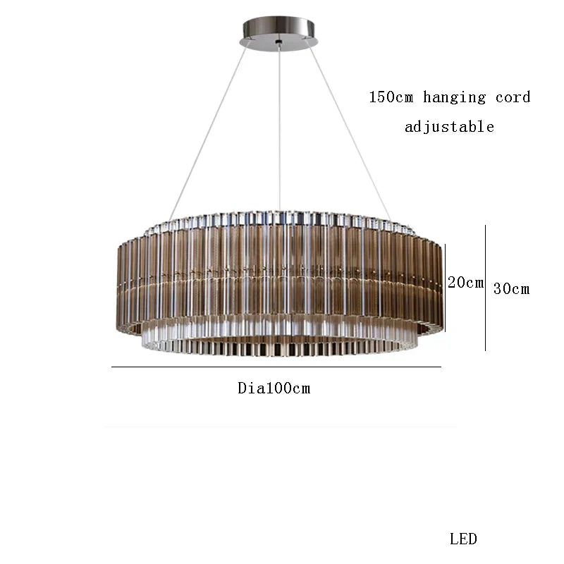 Decorbites™ Braune Kristall-Luxus-Lüster, Vintage Designer-Hängelampe für das Wohnzimmer