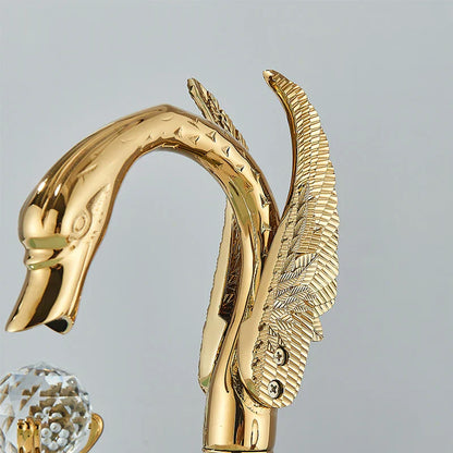 Decorbites™ Goldener Schwan-Kristall-Griff Badezimmer-Wasserhahn – Deckenmontierter Waschbecken-Mischbatterie
