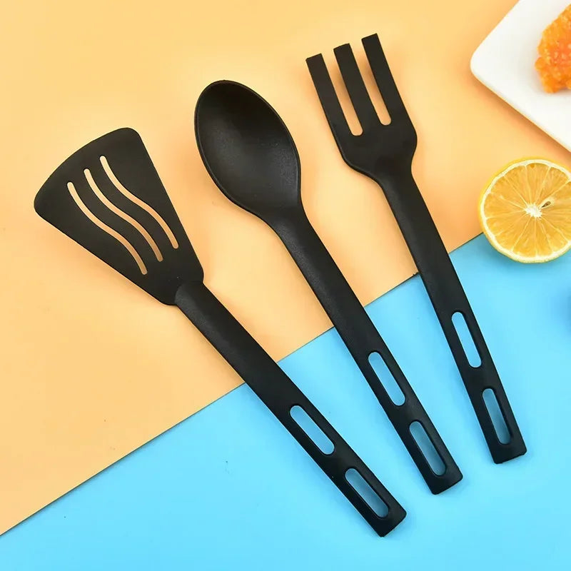 Decorbites™ Küchenutensilien-Set Silikon-Spatel, geschlitzte Löffel, Besteck, tragbar für Camping