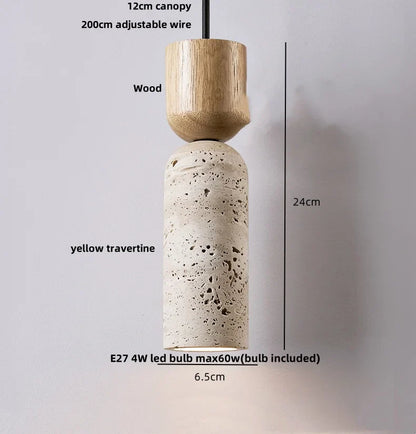 Decorbites™ Glasball-LED-Hängeleuchte für Kaffee-, Wohn- und Esszimmer mit natürlichem Holz und Stein