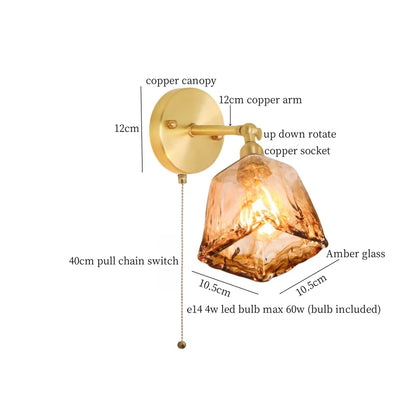 Decorbites™ Japanische Bernstein-Glas-LED-Wandleuchte Kupfer Vintage-Design