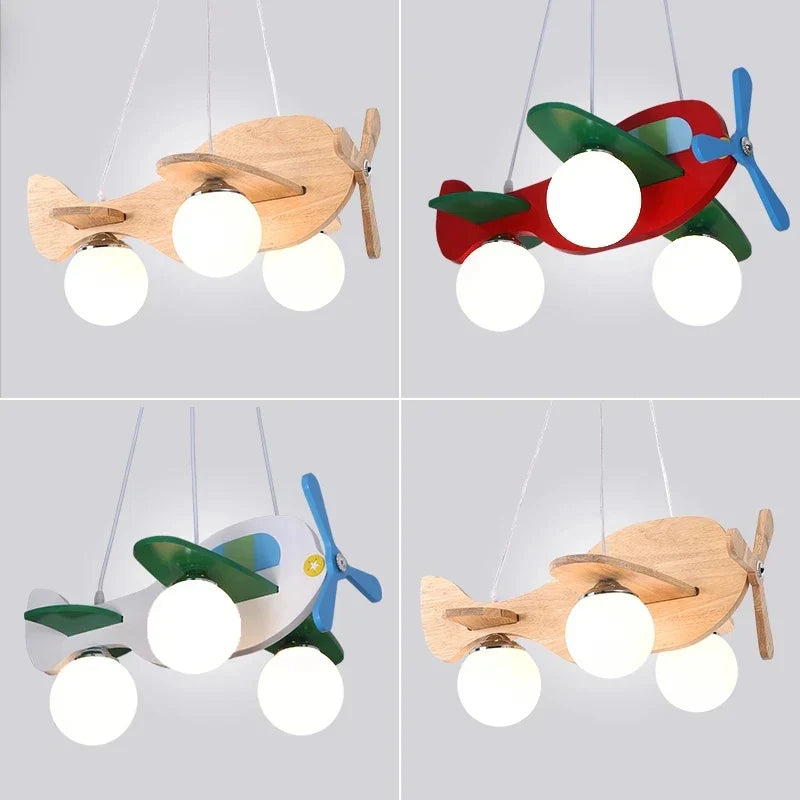 Decorbites™ Kinder Holz-Flugzeug-Hängeleuchte LED Deckenleuchte für Jungen-Schlafzimmer
