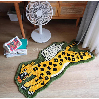 Decorbites™ Flying Tiger Leopard Handgeknüpfter Teppich 50x100 cm Luxuriöser Tiergeformter Teppich