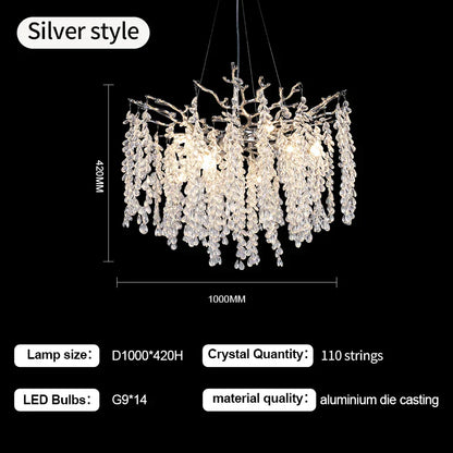 DecorBites™ Crystal Branch Chandelier: Elegant LED Ceiling Light for Living/Dining Room & Foyer