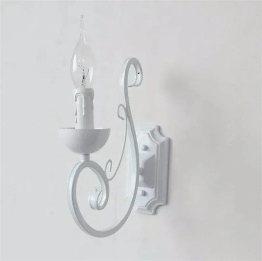 Decorbites™ Elegante Weiße Eisen Wandlampe E14 Kerzenlicht Schlafzimmerbeleuchtung