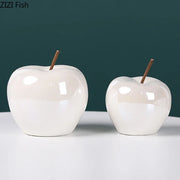 White Ceramic Apple Sculpture