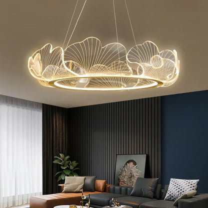DecorBites™ Ginkgo Gold Acrylic LED Pendant Light - Modern Minimalism Chandelier
